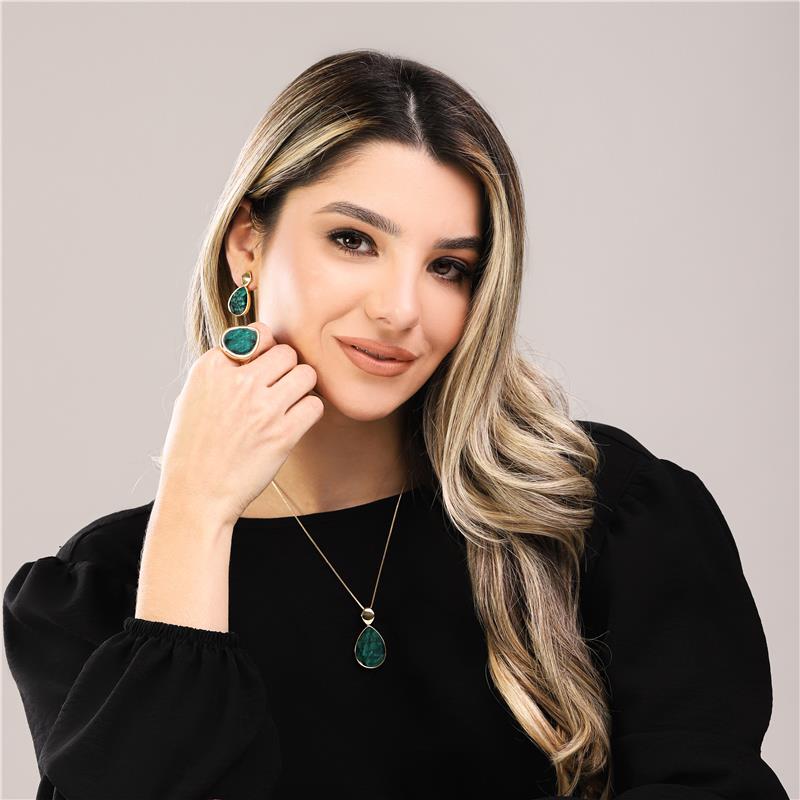 Conjunto Brilhato Pedras Naturais Brasileiras — Folheado a Ouro