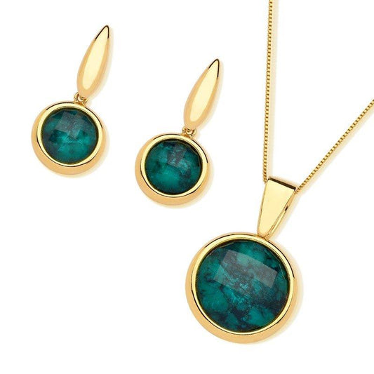 Conjunto Brilhato Pedras Naturais Brasileiras — Folheado a Ouro — AMETISTA