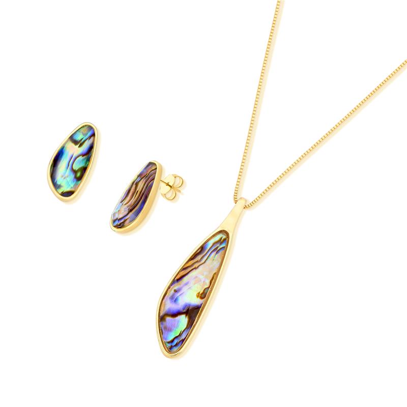 Conjunto Brilhato Pedras Naturais Brasileiras — Folheado a Ouro