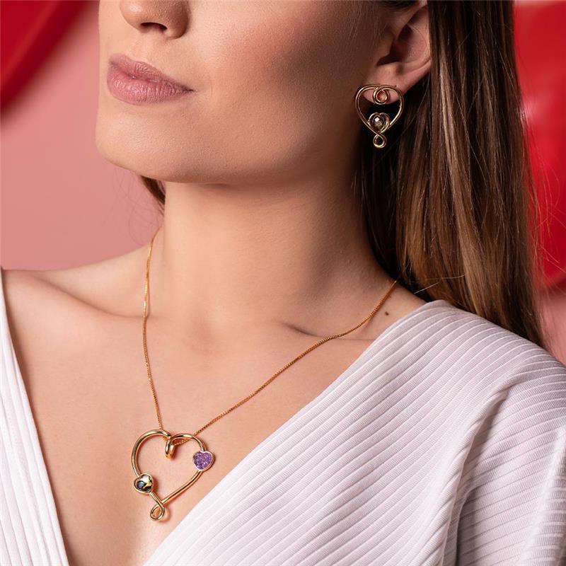 CONJUNTO FOLHEADO A OURO