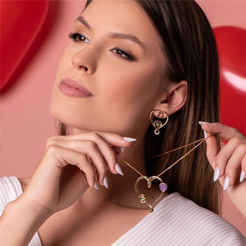 Conjunto Brilhato Pedras Naturais Brasileiras — Folheado a Ouro