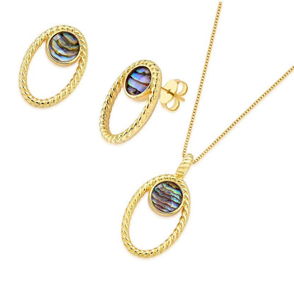 Conjunto Brilhato Pedras Naturais Brasileiras — Folheado a Ouro