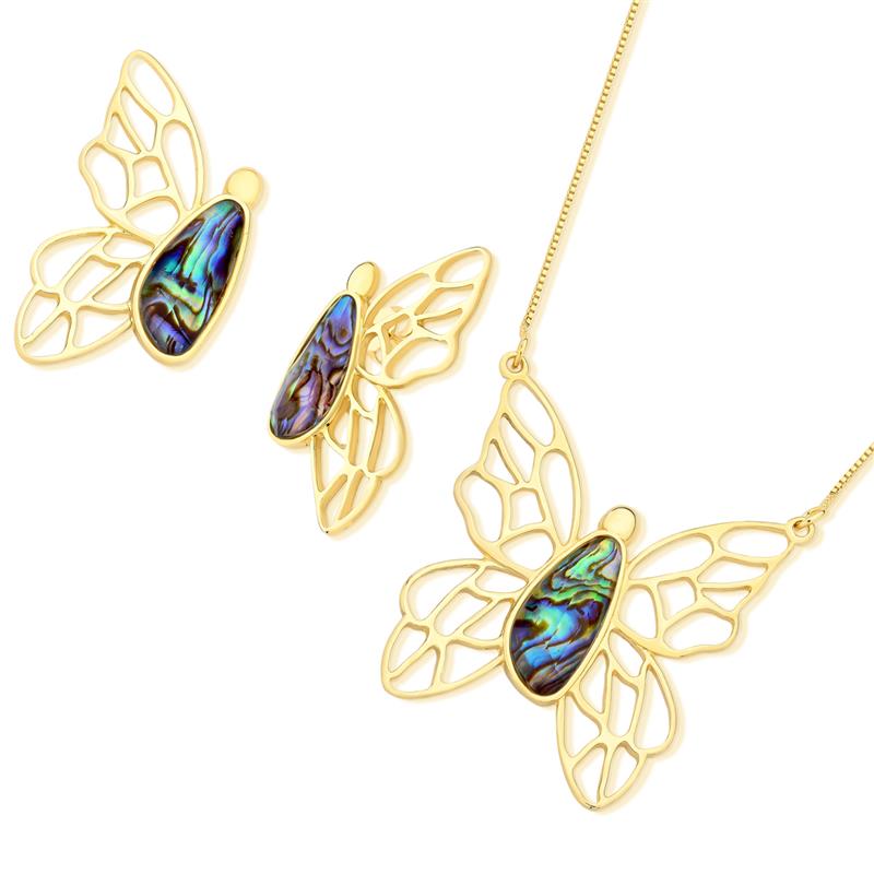 Conjunto Brilhato Pedras Naturais Brasileiras — Folheado a Ouro