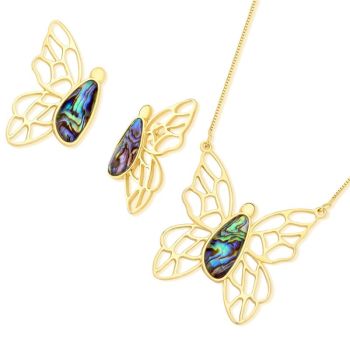 Conjunto Possebon Folheado a Ouro - Pedra Natural