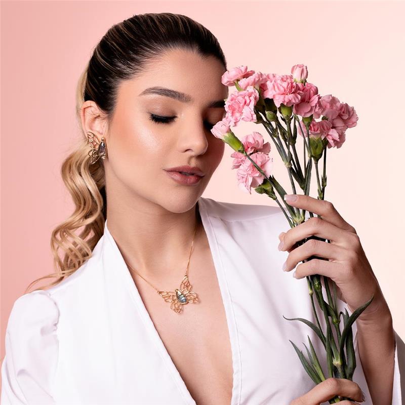 Conjunto Brilhato Pedras Naturais Brasileiras — Folheado a Ouro