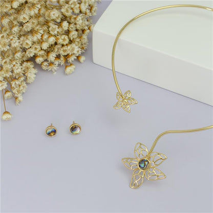 Conjunto Brilhato Pedras Naturais Brasileiras — Folheado a Ouro
