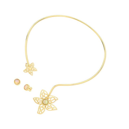 Conjunto Brilhato Pedras Naturais Brasileiras — Folheado a Ouro