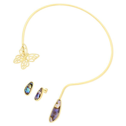 Conjunto Possebon Folheado a Ouro - Pedra Natural