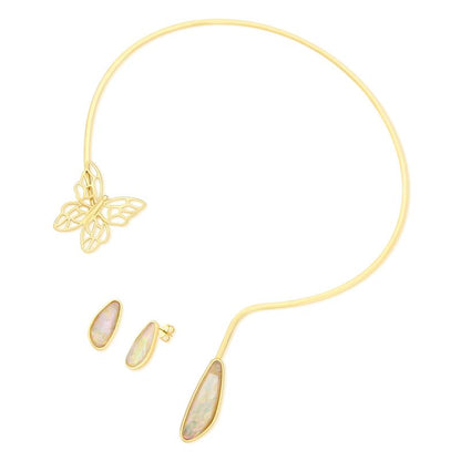 Conjunto Possebon Folheado a Ouro - Pedra Natural