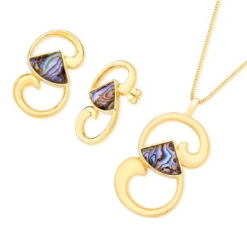 Conjunto Brilhato Pedras Naturais Brasileiras — Folheado a Ouro