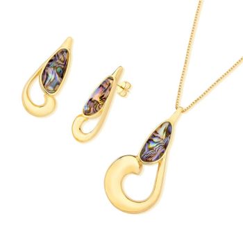 Conjunto Brilhato Pedras Naturais Brasileiras — Folheado a Ouro
