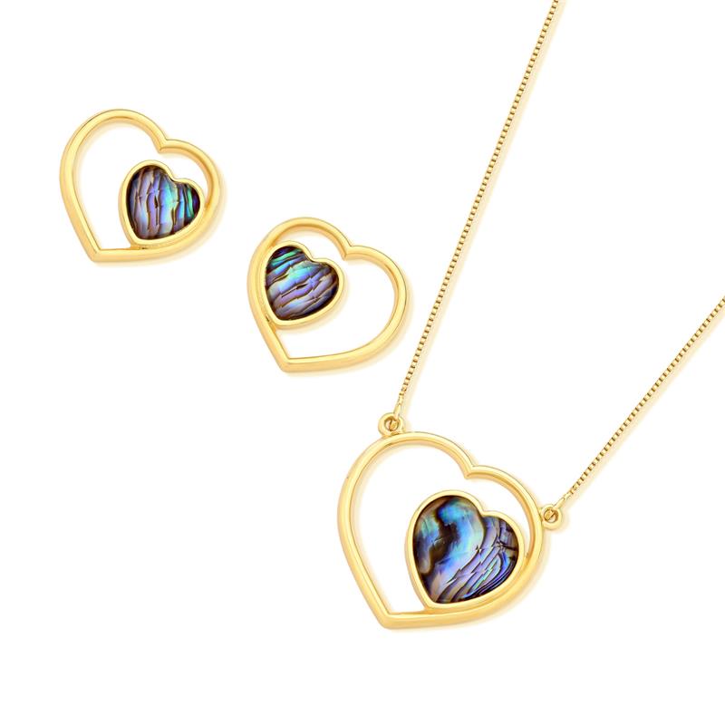 Conjunto Brilhato Pedras Naturais Brasileiras — Folheado a Ouro