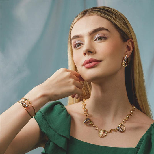 Conjunto Brilhato Pedras Naturais Brasileiras — Folheado a Ouro