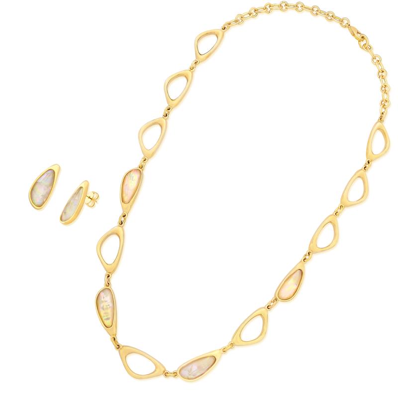 Conjunto Brilhato Pedras Naturais Brasileiras — Folheado a Ouro