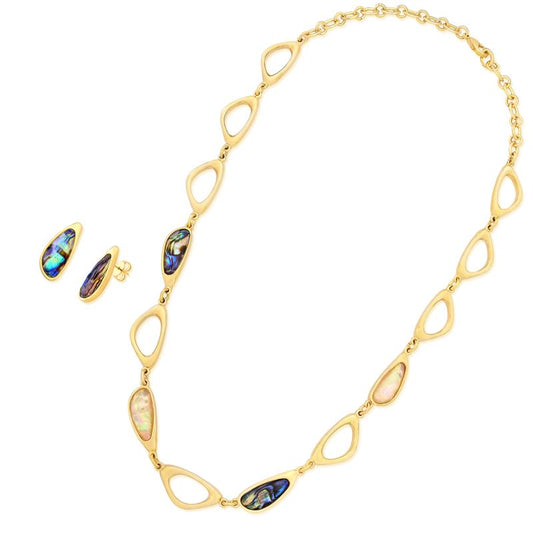 Conjunto Brilhato Pedras Naturais Brasileiras — Folheado a Ouro