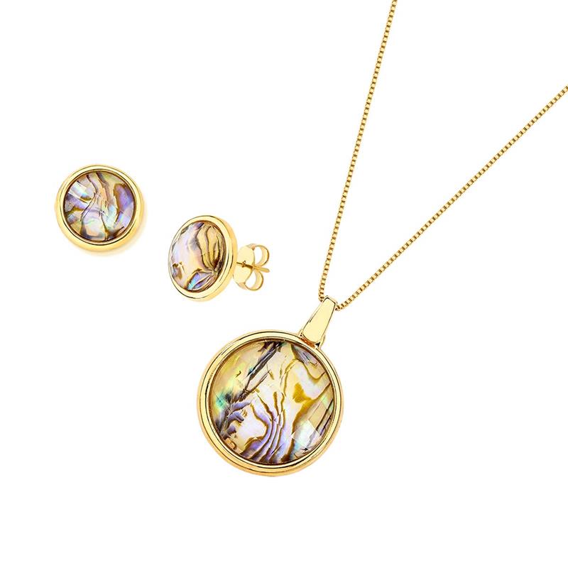 Conjunto Brilhato Colecao Conchas folheado a ouro