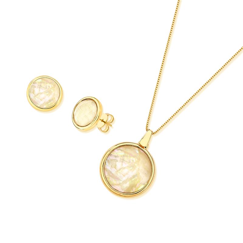 Conjunto Brilhato Colecao Conchas folheado a ouro