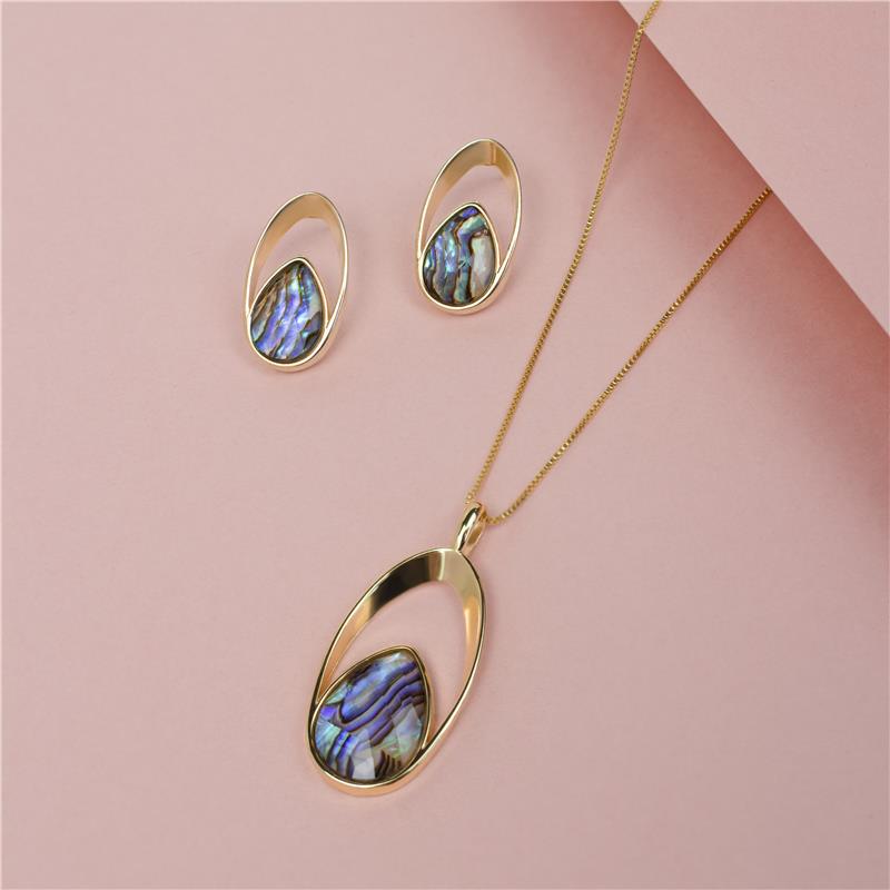 Conjunto Brilhato Pedras Naturais Brasileiras — Folheado a Ouro