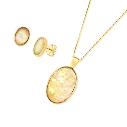 Conjunto Brilhato Pedras Naturais Brasileiras — Folheado a Ouro