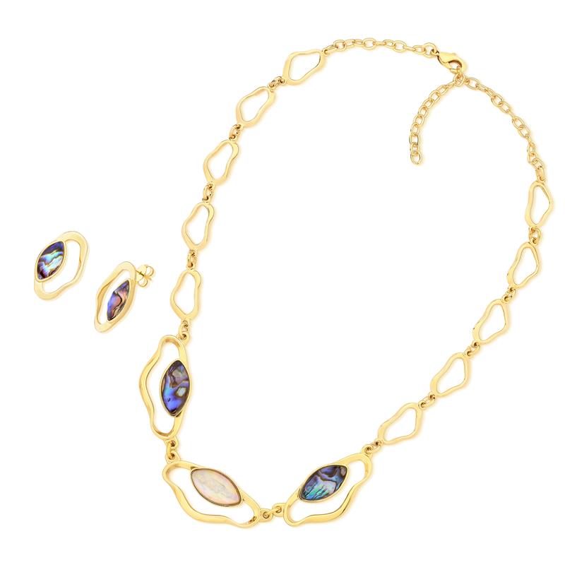 Conjunto Brilhato Pedras Naturais Brasileiras — Folheado a Ouro