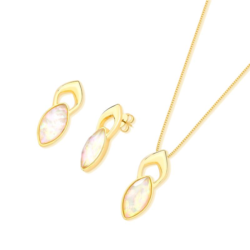Conjunto Brilhato Pedras Naturais Brasileiras — Folheado a Ouro