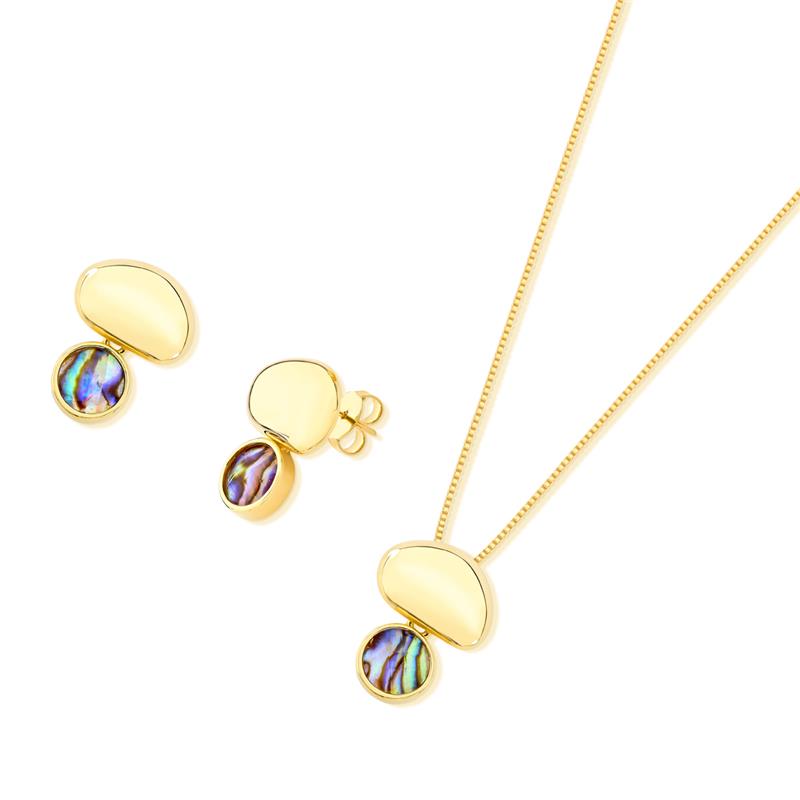 Conjunto Brilhato Pedras Naturais Brasileiras — Folheado a Ouro