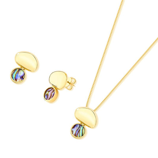 Conjunto Brilhato Pedras Naturais Brasileiras — Folheado a Ouro