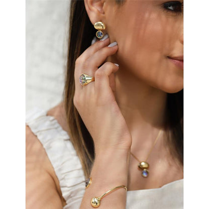 Conjunto Brilhato Pedras Naturais Brasileiras — Folheado a Ouro