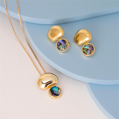 Conjunto Brilhato Pedras Naturais Brasileiras — Folheado a Ouro