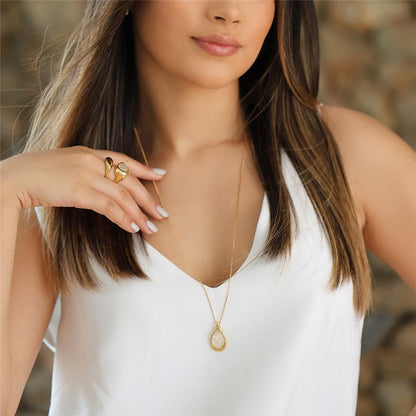 Conjunto Brilhato Pedras Naturais Brasileiras — Folheado a Ouro