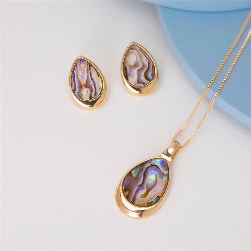 Conjunto Brilhato Pedras Naturais Brasileiras — Folheado a Ouro