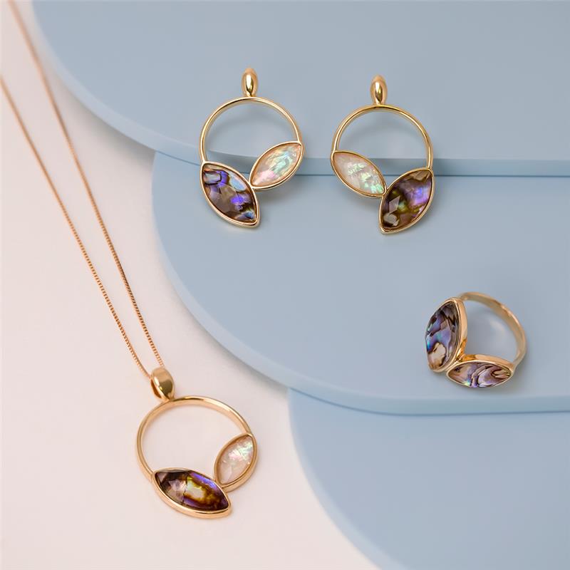 Conjunto Brilhato Pedras Naturais Brasileiras — Folheado a Ouro