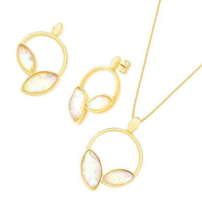 Conjunto Brilhato Pedras Naturais Brasileiras — Folheado a Ouro