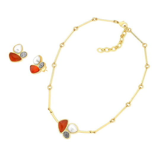 Conjunto Brilhato Pedras Naturais Brasileiras — Folheado a Ouro