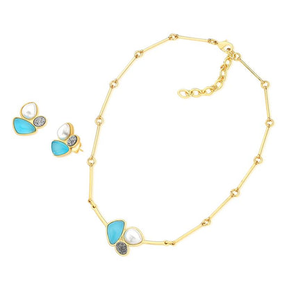 Conjunto Brilhato Pedras Naturais Brasileiras — Folheado a Ouro