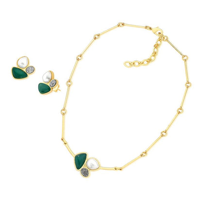 Conjunto Brilhato Pedras Naturais Brasileiras — Folheado a Ouro