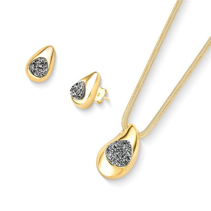 Conjunto Brilhato Pedras Naturais Brasileiras — Folheado a Ouro