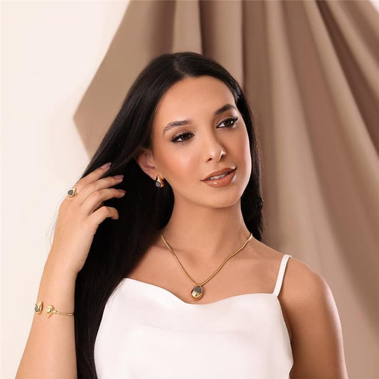 Conjunto Brilhato Pedras Naturais Brasileiras — Folheado a Ouro