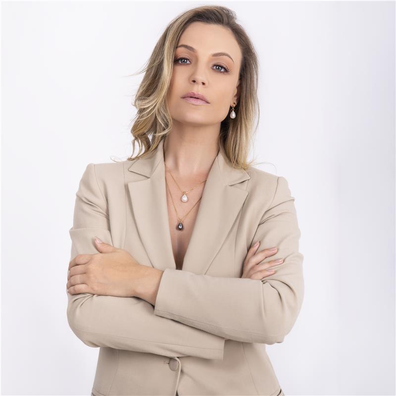 Conjunto Brilhato folheado a ouro com pérolas shell em gota — Coleção Pérolas, referência 030250886