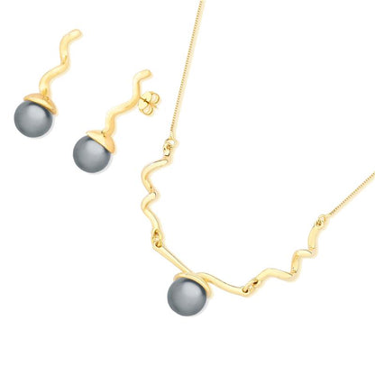 Conjunto Brilhato Pedras Naturais Brasileiras — Folheado a Ouro