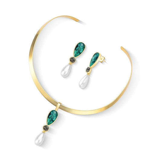 Conjunto Folheado a Ouro Esmeralda Coleção Preciosa