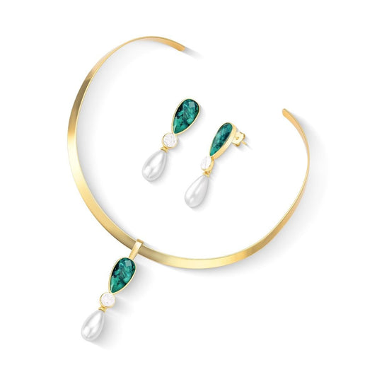 Conjunto Folheado a Ouro Esmeralda Coleção Preciosa