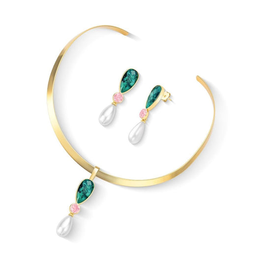 Conjunto Folheado a Ouro Esmeralda Coleção Preciosa