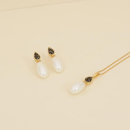 Conjunto Possebon Folheado a Ouro - Pedra Natural