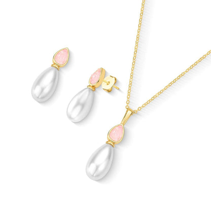 Conjunto Possebon Folheado a Ouro - Pedra Natural