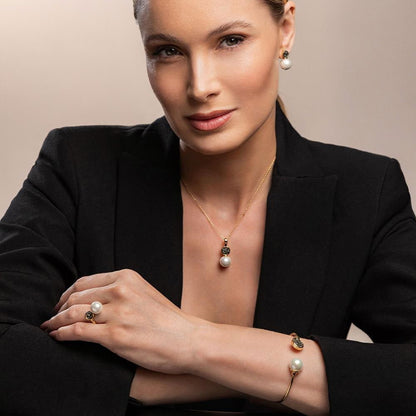 Conjunto Possebon Folheado a Ouro - Pedra Natural