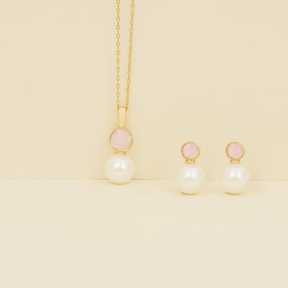 Conjunto Possebon Folheado a Ouro - Pedra Natural