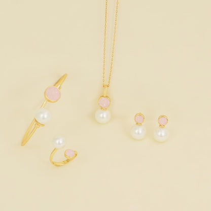 Conjunto Possebon Folheado a Ouro - Pedra Natural