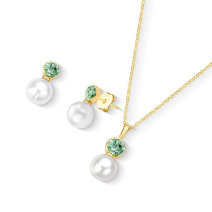 Conjunto Possebon Folheado a Ouro - Pedra Natural