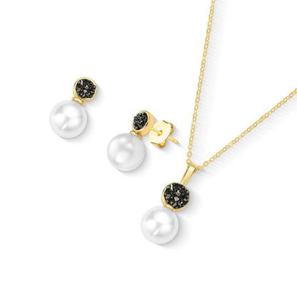 Conjunto Possebon Folheado a Ouro - Pedra Natural